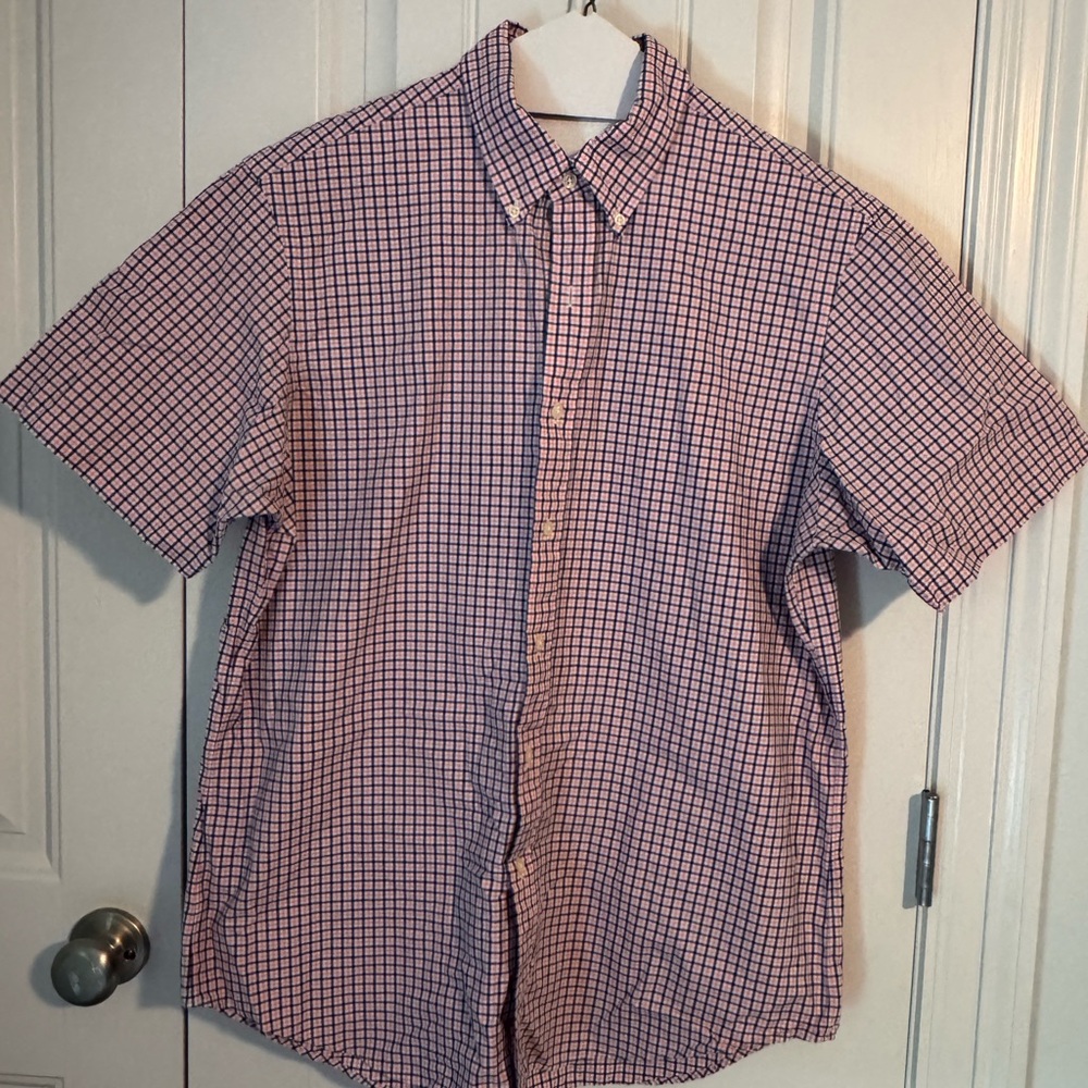 Ralph Lauren Pink, Navy & White Checkered Button Down Shirt. NWOT